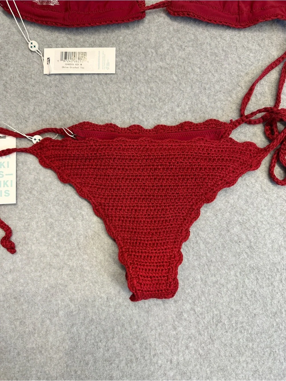 Frankie’s Bikinis Red Crochet Top and Bottom Set